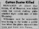 Cotton Duster Killed